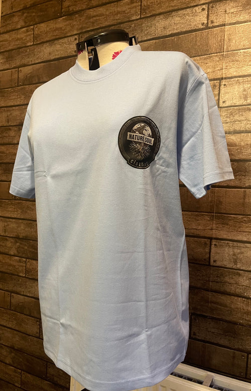 Baby blue nature soul T-shirts with pastel logo