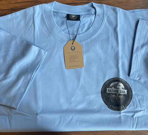 Baby blue nature soul T-shirts with pastel logo